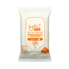 Khăn ướt chống muỗi Bello Mini - Hương cam chanh (10 tờ)