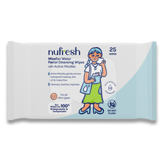 Khăn lau mặt Nufresh Micellar Water với công nghệ Micelles hoạt tính 25 tờ