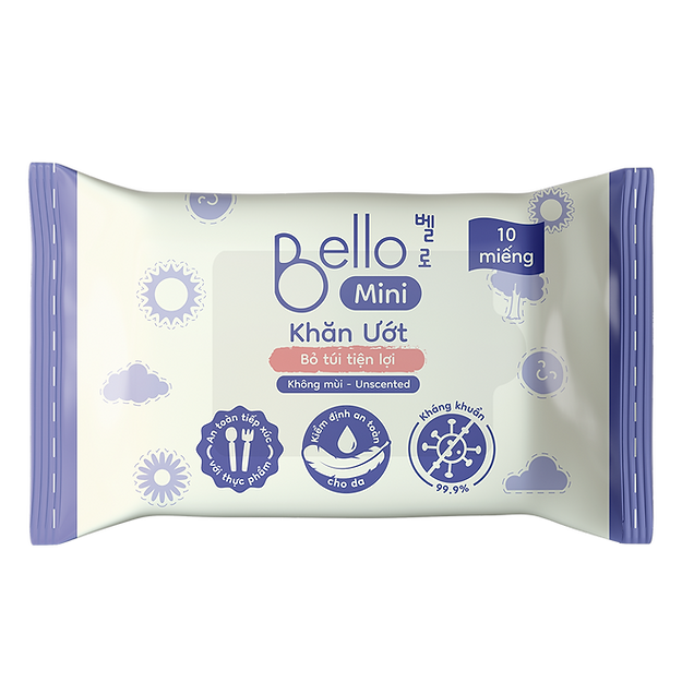 Khăn lau Bello Mini Pocket - Không mùi (10 tờ)