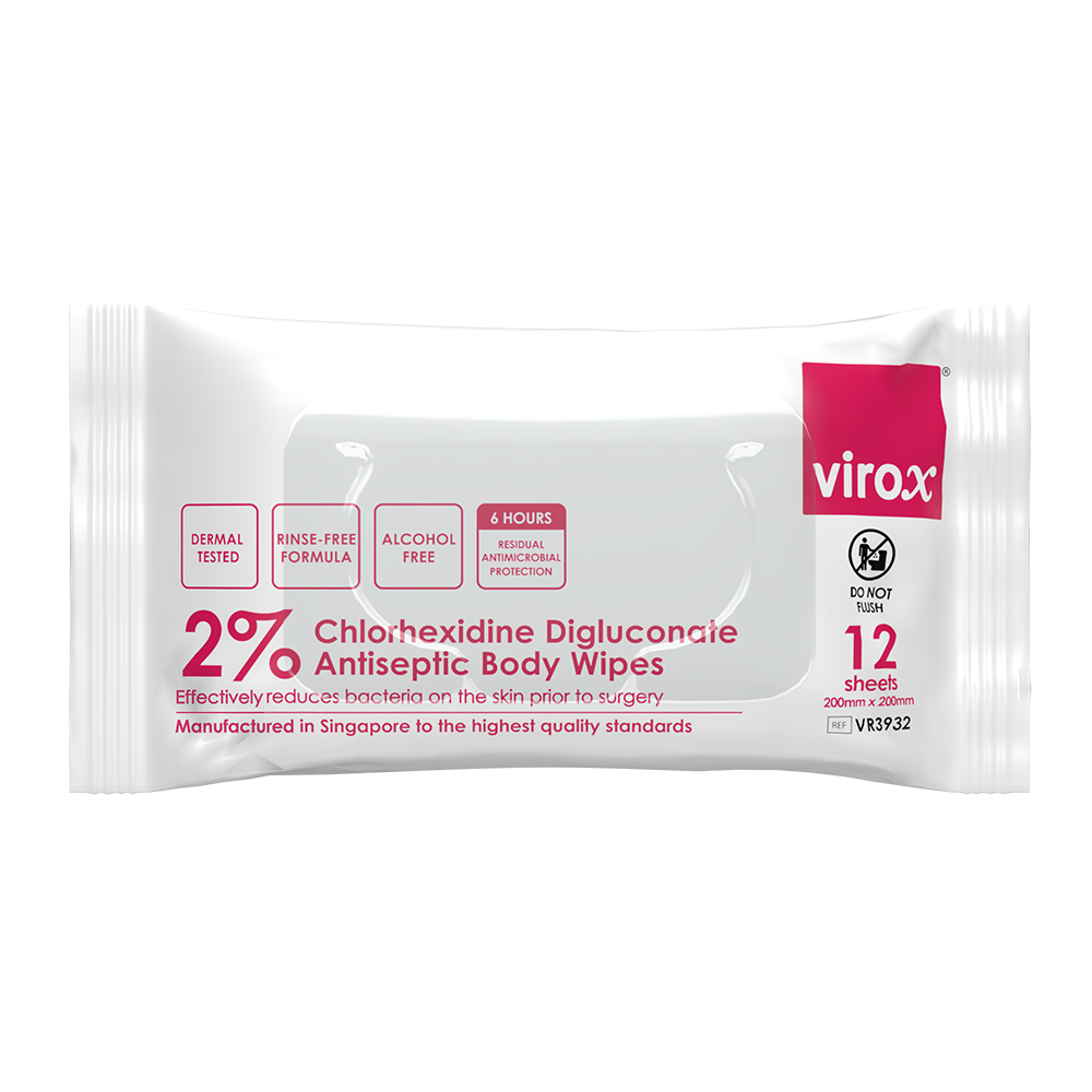 Virox 2% Chlorhexidine Digluconate Antiseptic Body Wipes (12 Sheets)