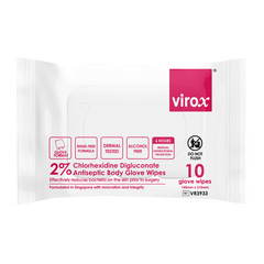 Virox 2% Chlorhexidine Digluconate Antiseptic Body Glove Wipes (10 Honeycomb hand gloves)