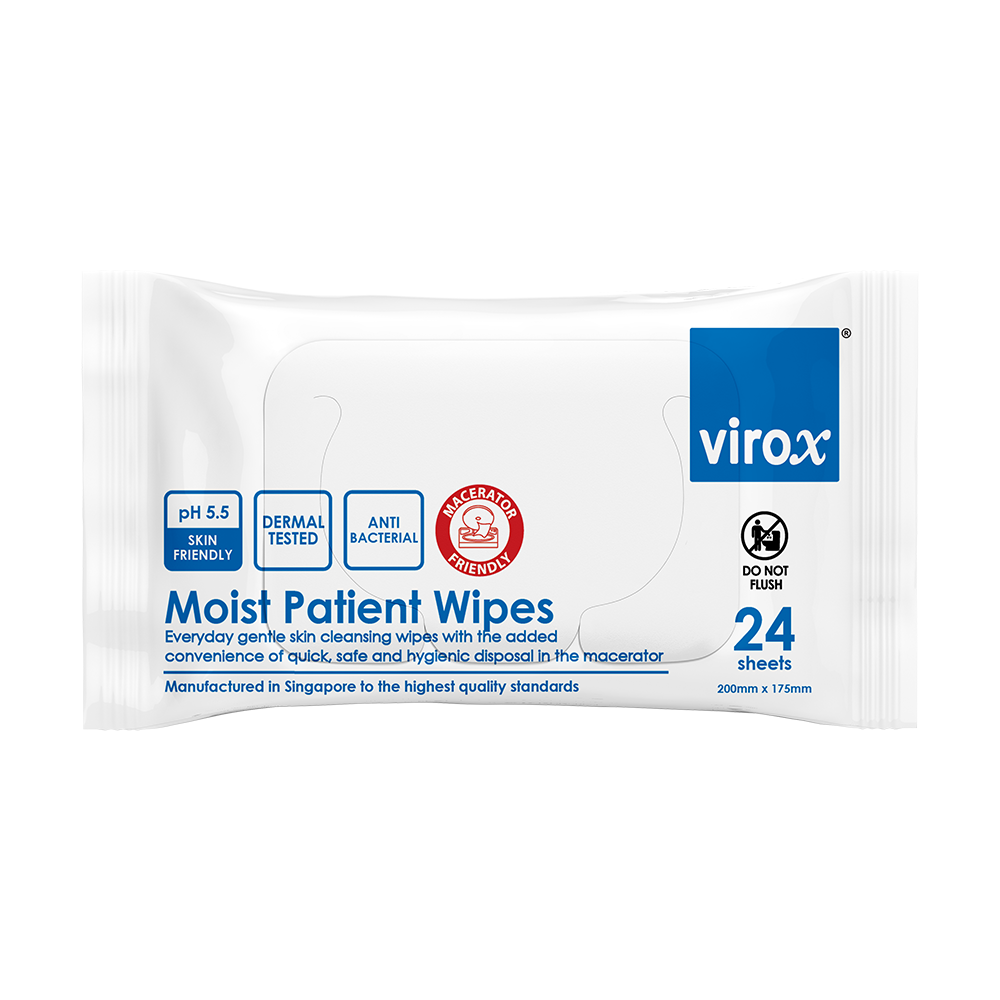 Virox Moist Patient Wipes (24 Sheets) (Macerator Friendly)