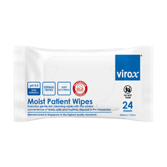 Virox Moist Patient Wipes (24 Sheets) (Macerator Friendly)