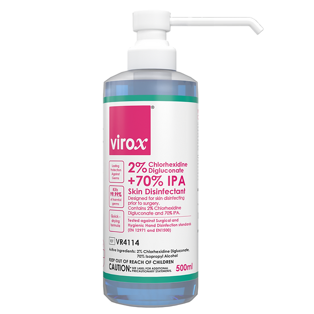 Virox 2% CHG + 70% IPA Skin Disinfectant (500ml)