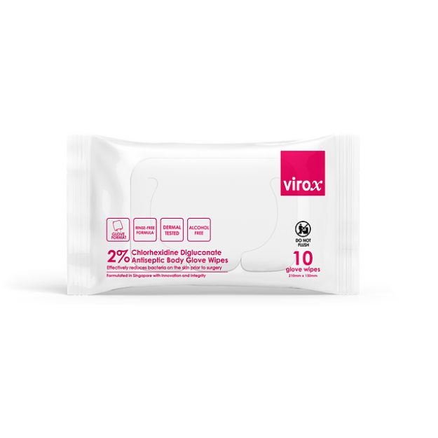 Virox 2% Chlorhexidine Digluconate Antiseptic Body Glove Wipes (10 Hon ...