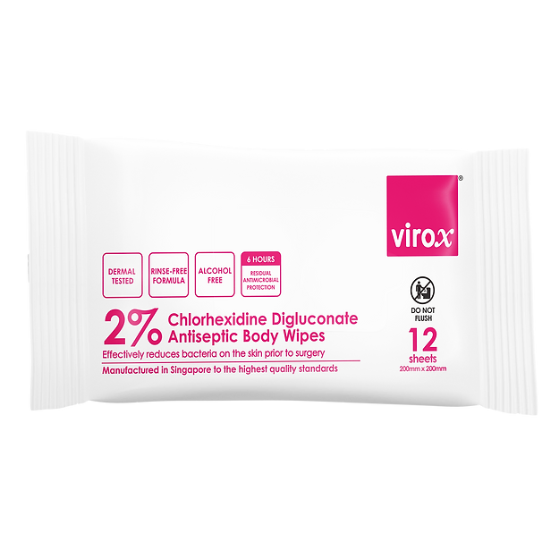 Khăn lau khử trùng toàn thân Virox 2% Chlorhexidine Digluconate 12 miếng